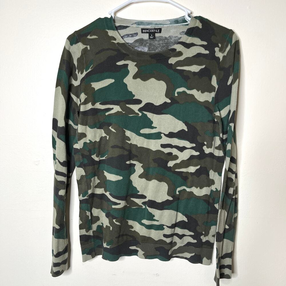 J.Crew Mercantile Camouflage Sweater Womens Small Long‎ Sleeve Pullover Knit